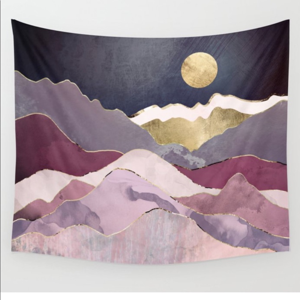 Society 6 purple mountain watercolor tapestry